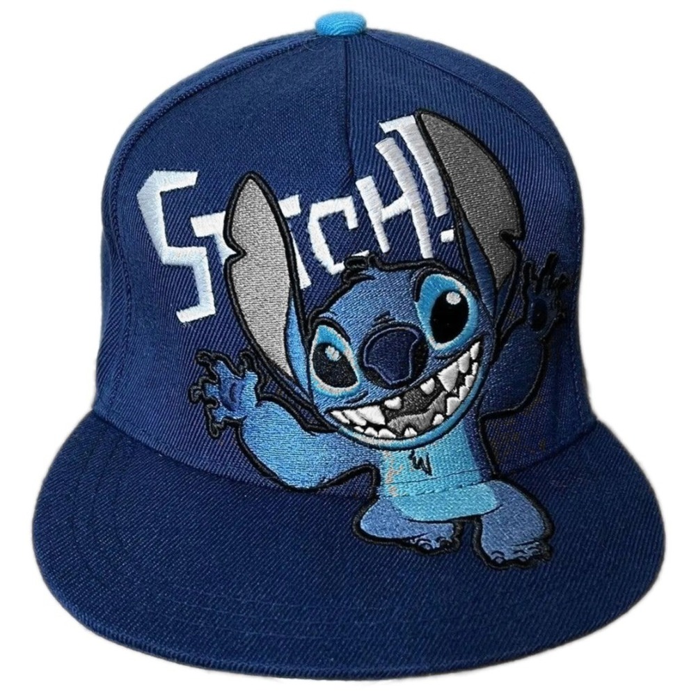 DISNEY Stitch Snapback Hat Blue Embroidered Adjustable Cap‎ One Size